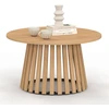 Image de Idomya - Table basse ronde Camélia pieds lattes bois - 70x40 cm OS