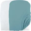 Image de DOMIVA Lot 2 Housses matelas à langer - Eponge polycoton - Oeko-Tex® - Blanc/Nile - 50 x 75 cm