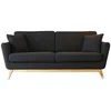 Image de CONCEPT USINE - Canapé Scandinave Höga Gris Anthracite 3 Places + 2 Coussins - Canapé Moderne Design Droit en Tissu avec Accoudoirs - Coussins D'Appoint, Dossier, Assise Déhoussables - Largeur 190 cm