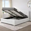 Image de CONCEPT USINE | Structure de Lit KENNINGTON Blanc Avec Coffre de Rangement Intégré | Gain de Place | Dimensions 140 x 190 cm | Cadre Au Design Simple, Epuré et Elégant