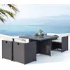 Image de CONCEPT USINE - Salon De Jardin Sunset 4 Personnes en Résine Tressée Et Aluminium Gris - 1 Table en Aluminium - 4 Fauteuils - Coussins Blanc - Encastrable, Résistant, Imperméable