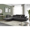 Image de LOUNGITUDE - RIO - Canapé d'angle Droit- Convertible - 5 Places - Coffre - Têtières - Simili/Microfibre - Gris/Noir - L271cm