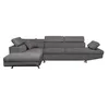 Image de LOUNGITUDE - Canapé d'angle Convertible 5 Places avec Coffre de Rangement - Microfibre Gris - Gauche