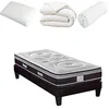 Image de HYPSOM Lit 90x200 - Ensemble Matelas Mémoire de Forme & Ressorts Ensachés + Sommier en Bois + 1 Oreiller Mémoire de Forme + 1 Couette Thermo-Isolante + 1 Protège-Matelas Modèle Divin