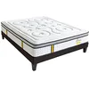 Image de BELLECOUR Lit Complet 2 Places 180x200   Matelas 26 cm mémoire de Forme et Ressorts ensachés + Sommier à Lattes Bois - Fabriqué en Europe Reina 2.0