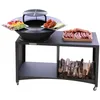 Image de Mon Mobilier Design Island Brasero îlot avec Plaque et Grille Amovible en Acier Barbecue plancha extérieur Ø 100 cm