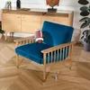 Image de Robin des bois - Albertine : Fauteuil en chêne et Velours Ton Turquoise