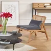 Image de Robin des bois - LALALA : Fauteuil scandinave en chêne, cannage et Velours Gris Loup