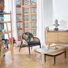 Image de Robin des bois - Marcel : Fauteuil en chêne, cannage Velours et Lin à Motifs