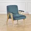 Image de Robin des bois - Willy : Fauteuil en hévéa et Velours Bleu Paon