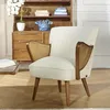 Image de Robin des bois - Seventy : Fauteuil en hévéa et Tissu Bouclette Blanc