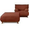 Image de Bestmobilier - Fauteuil Convertible avec Coffre Cristal en Velours Terracotta - Salon