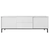 Image de Bestmobilier - Meuble TV Girona Rectangulaire en Bois Blanc avec Rangements 2 Portes 2 Tiroirs - Salon