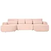 Image de BestMobilier - Canapé Panoramique en U Convertible avec Coffre Mahina en Tissu Bouclette - Canapé Lit - Grand Sofa XXL Rose 7 Places - Salon