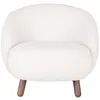 Image de Lisa Design - Nayeli - Fauteuil avec Pieds en Bois d'hévéa - en Tissu Bouclette, Blanc