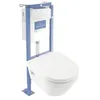 Image de Pack WC suspendu sans bride VILLEROY ET BOCH Architectura 37 x 53 + abattant + plaque blanche + bâti