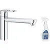 Image de Robinet de cuisine bec médium GROHE Start Flow Quickfix chromé + nettoyant GrohClean