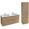 Image de Jacob Delafon Meuble Double Vasque 120 cm Ola up + Colonne de Salle de Bain chêne