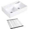 Image de Evier timbre d'office VILLEROY ET BOCH Tradition 89,5 x 63 céramique vidage auto blanc + Egouttoir déroulable