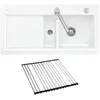 Image de Evier 1 bac et demi VILLEROY ET BOCH Subway Pure 60 100 x 51 égouttoir à gauche céramique sans vidage blanc + Egouttoir déroulable