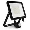 Image de Miidex Lighting Projecteur LED Plat Détecteur AC220/240V 50W 4000lm 110° Étanche IP65 IK06 155mmx215mm Noir - Blanc Naturel 4000K