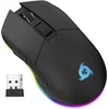 Image de KLIM Blaze - Souris Gamer sans Fil RGB - Nouveauté - Rechargeable - Capteur Haute Précision avec Batterie Longue Durée - 6000 DPI Réglable - Modes et sans Fil (Noir)