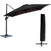 Image de Parasol déporté Molokai carré 3x3m Noir avec manivelle. Parasol déporté inclinable, Rabattable et Rotatif avec Housse de Protection.
