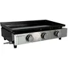 Image de Happy Garden Plancha Gaz MÉRIDA - 3 Brûleurs 6 KW Butane/Propane - Plaque en Acier Émaillé de 60 cm x 35 cm, Black