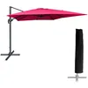 Image de Parasol déporté Molokai carré 3x3m Fuchsia avec manivelle. Parasol déporté inclinable, Rabattable et Rotatif avec Housse de Protection.