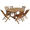 Image de Happy Garden Salon de Jardin en Teck Lombok - Table Ronde Extensible - 6 Places