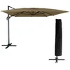 Image de Parasol déporté Molokai rectangulaire 3x4 Taupe avec manivelle. Parasol déporté inclinable, Rabattable et Rotatif avec Housse de Protection.