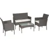 Image de Happy Garden Salon de Jardin CORDOUE en résine tressée Grise et Coussins Ivoire. Ensemble Table et Chaise d'extérieur pour 4 Personnes.