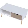 Image de Happy Garden Table Basse avec tiroir Style scandinave Blanche Freja. Table de Salon en Bois avec Rangement. Table rectangulaire avec Pieds en Bois.