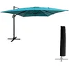 Image de Parasol déporté Molokai rectangulaire 3x4m Bleu avec manivelle. Parasol déporté inclinable, Rabattable et Rotatif avec Housse de Protection.
