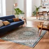 Image de Tapis de Salon Vintage, Tapis Style Moderne, Tapis à Poils Ras, Lavable, Tapis Vintage Chambre (120x170 cm, 581 Bleu)