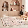 Image de Nazar Tapis Berbere a Franges, Tapis berbere Shaggy, Tapis Berbere Multicolore, Motifs Losanges géométriques, Lavable, Moelleux (200x290 cm, 3144 Rose)