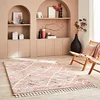 Image de Nazar Tapis Berbere Salon, Tapis Berbere Multicolore, Motifs Losanges Géométriques, Lavable, Moelleux, Poils Longs (120x170 cm, 3110 Rose)