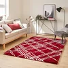 Image de Nazar Tapis Shaggy Doux à Motifs Géométrique, Tapis Salon, Tapis Chambre, Tapis Couloir, Moelleux, Moderne, Beige, Gris, Bleu, Rouge (668 Rouge, 80x150 cm)