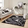 Image de Tapis Shaggy Doux à Motifs Géométrique, Tapis Salon, Tapis Chambre, Tapis Couloir, Moelleux, Moderne, Beige, Gris, Bleu, Rouge (677 Noir, 80x150 cm)