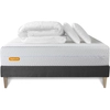 Image de Septnuits - Pack lit complet Memo Bio gris foncé - matelas + sommier gris (en kit) + 2 oreillers + couette - 140 × 190 cm 140x190 cm