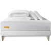 Image de Septnuits - Pack lit complet Memo Bio blanc - matelas + sommier blancs (en kit) + 2 oreillers + couette - 180 × 200 cm 180x200 cm