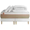 Image de Marmottes & Co Pack prêt à Dormir Matelas Le Soyeux 180x200cm Ressorts ensachés + Mémoire de Forme BioVisco + Double sommiers Blanc | Epaisseur : 24 cm | Confort : Equilibré