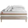 Image de Marmottes & Co Pack prêt à Dormir Matelas Le Tendre 160x200 Ressorts ensachés + Mémoire de Forme + sommier Beige + 2 oreillers + Couette | Epaisseur : 28 cm | Confort : Equilibré
