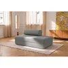 Image de Kimo - Canapé droit convertible et modulable 2 places en tissu lisse Gemma gris - 148x95x70,5 cm OS