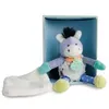 Image de Doudou ane bleu choupidoudou avec mouchoir 18cm et coffret naissance en bois - peluche enfant - cadeau naissance doudou compagnie en occasion ou reconditionné
