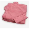 Image de Trois Kilos Sept - Lot Set de Bain (Ourson Rose) - Cape de Bain à Capuche + Gant de Toilette Assorti - Pour Bébé - 100x100 cm
