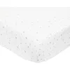 Image de Trois Kilos Sept - Drap Housse Bébé - 100% Coton - Label Oeko-TEX® Standard 100 - Jersey Extensible - Blanc - Motif Etoiles Grises - 70x140 cm