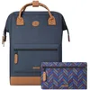 Image de CABAIA - Sac à Dos Adventurer Chicago - Medium 18L - Déperlant - Compartiment Ordinateur Portable 13" - 2 Poches - Certifié Vegan - Sac Voyage, Affaires, École pour Homme et Femme - Bleu