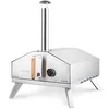 Image de H.Koenig Four à gaz pour Pizza GINO440, Inox, Surface de 30,5x30,5 cm, Pierre en cordiérite à Pizza, jusqu’à 450°C, Porte et Cheminée amovible, Thermomètre intégré, Pelle à Pizza intégré