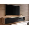 Image de DecoInParis Meuble TV chêne Vieilli et Noir laqué avec LED 2 Portes Malorie- 140 cm